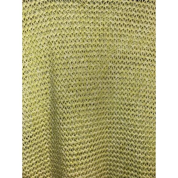 J jill Crochet Mesh Beachy CoastalCore Summer Yellow Greenish Ribbed 3/4 Sleeve - Picture 5 of 10